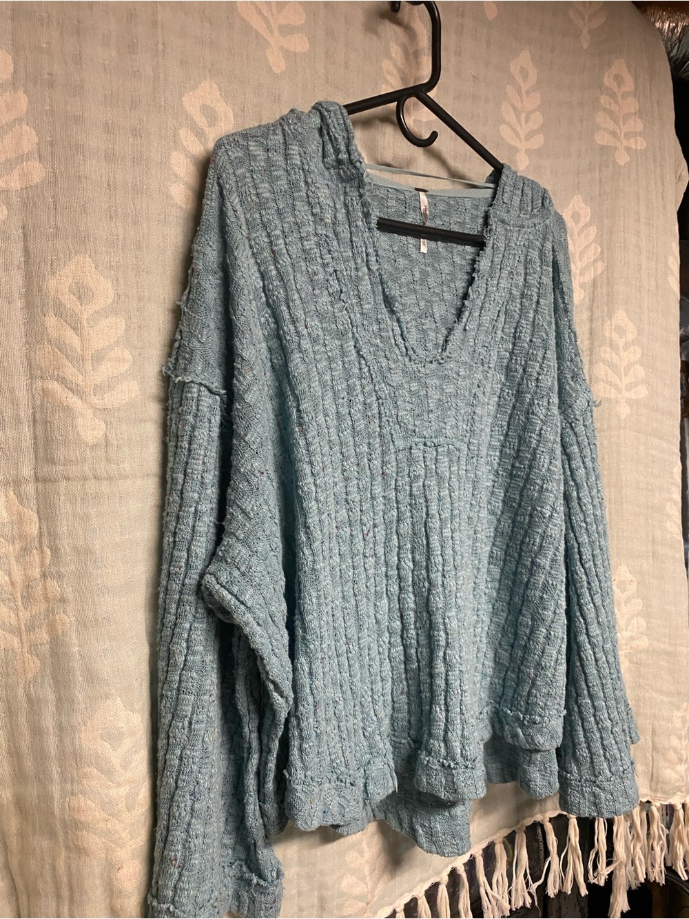 Free People Oversized V-Neck Sweater in Light Blue